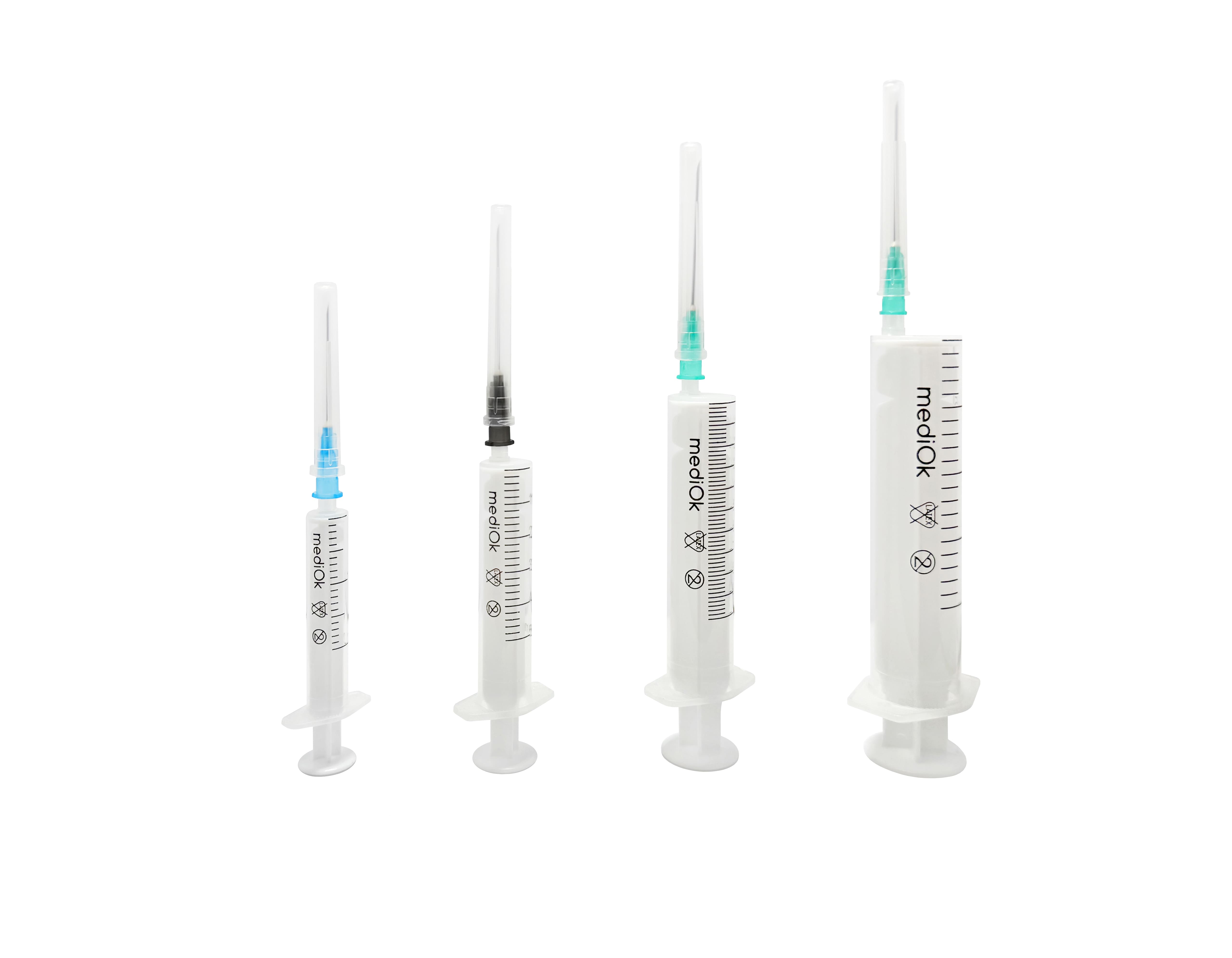 Шприц ін’єкційний двокомпонентний, одноразовий, стерильний з голкою mediOk® Luer Slip, 10 мл (ml) з голкою 21G, 0.8x40 мм (mm)